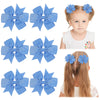 Choicbaby 3 Inches Hair Bows For Girls Blue Grosgrain Ribbon Pinwheel Hair Bows Clips Toddler Bows Hair Clips For Birthday Baby