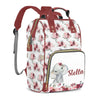 Customizable Large Capacity Diaper Bag Personalized Name, Red Color Elephant Waterproof Multi-Function Mommy Bag with Thermal Po
