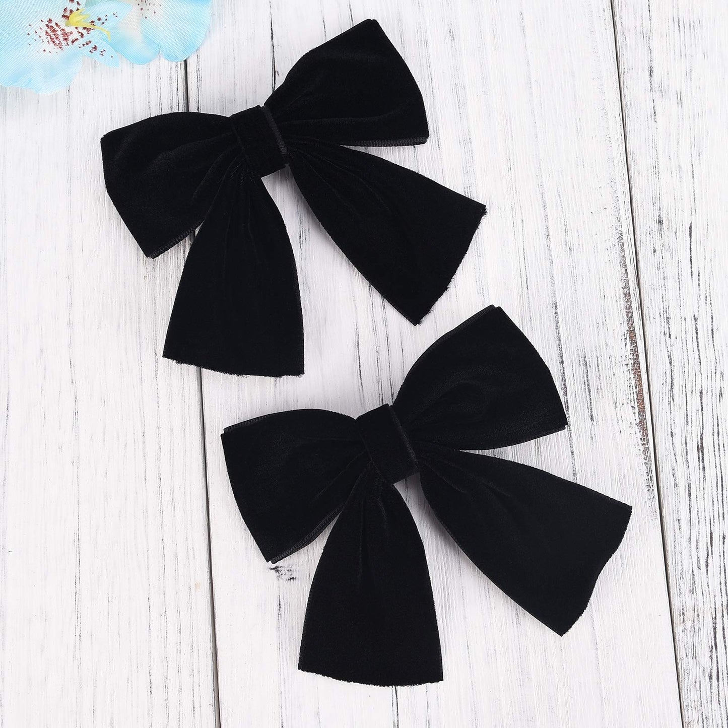 Deeka 2 Pcs 4' Hand-Made Velvet Hair Bows Alligator Clips Hair Accessories For Little Teen Toddler Girls Kids Set Of 2 -Black