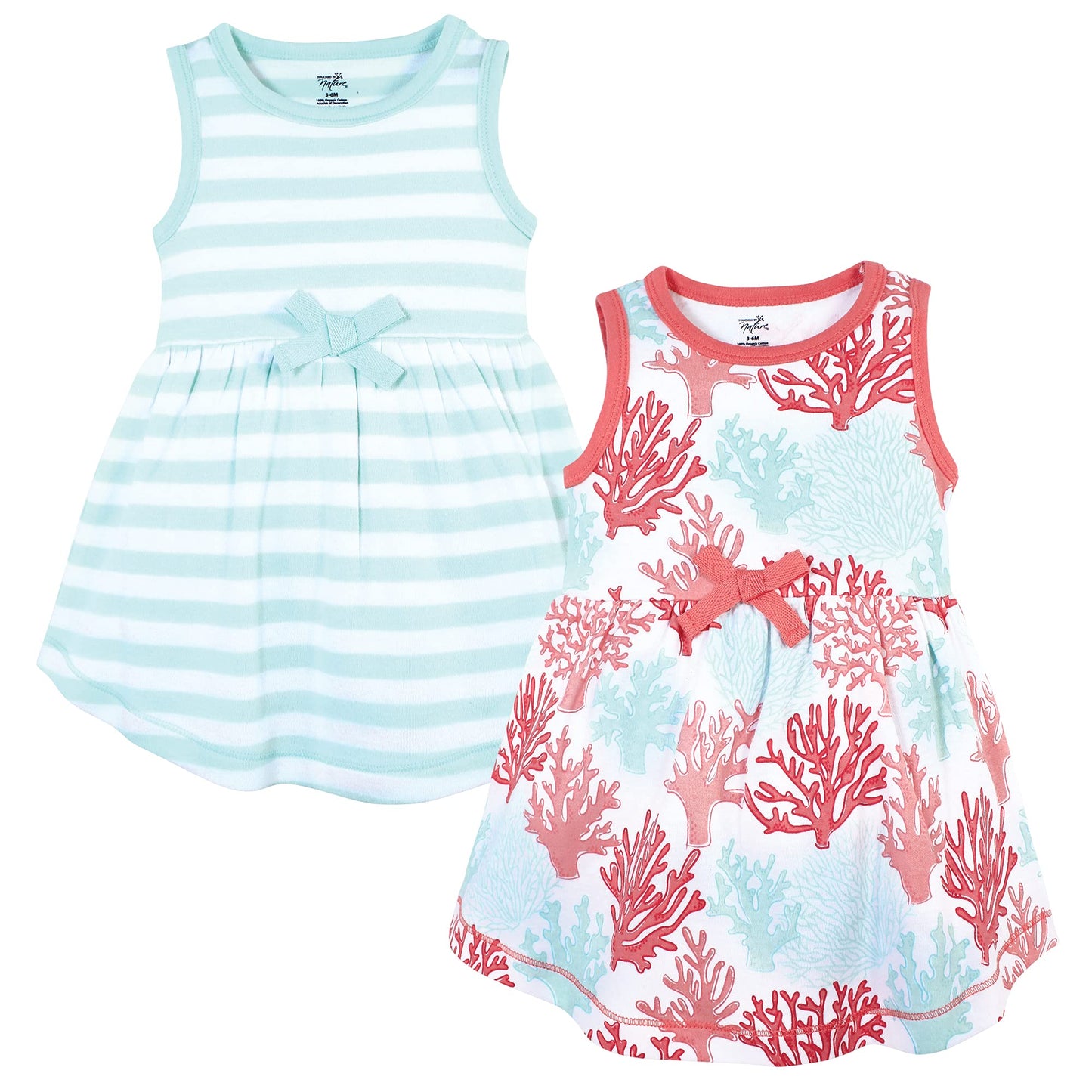 Touched By Nature Unisex Baby Touched Nature And Toddler Girl Organic Cotton Short-Sleeve Long-Sleeve Dresses, Coral Casual Dres