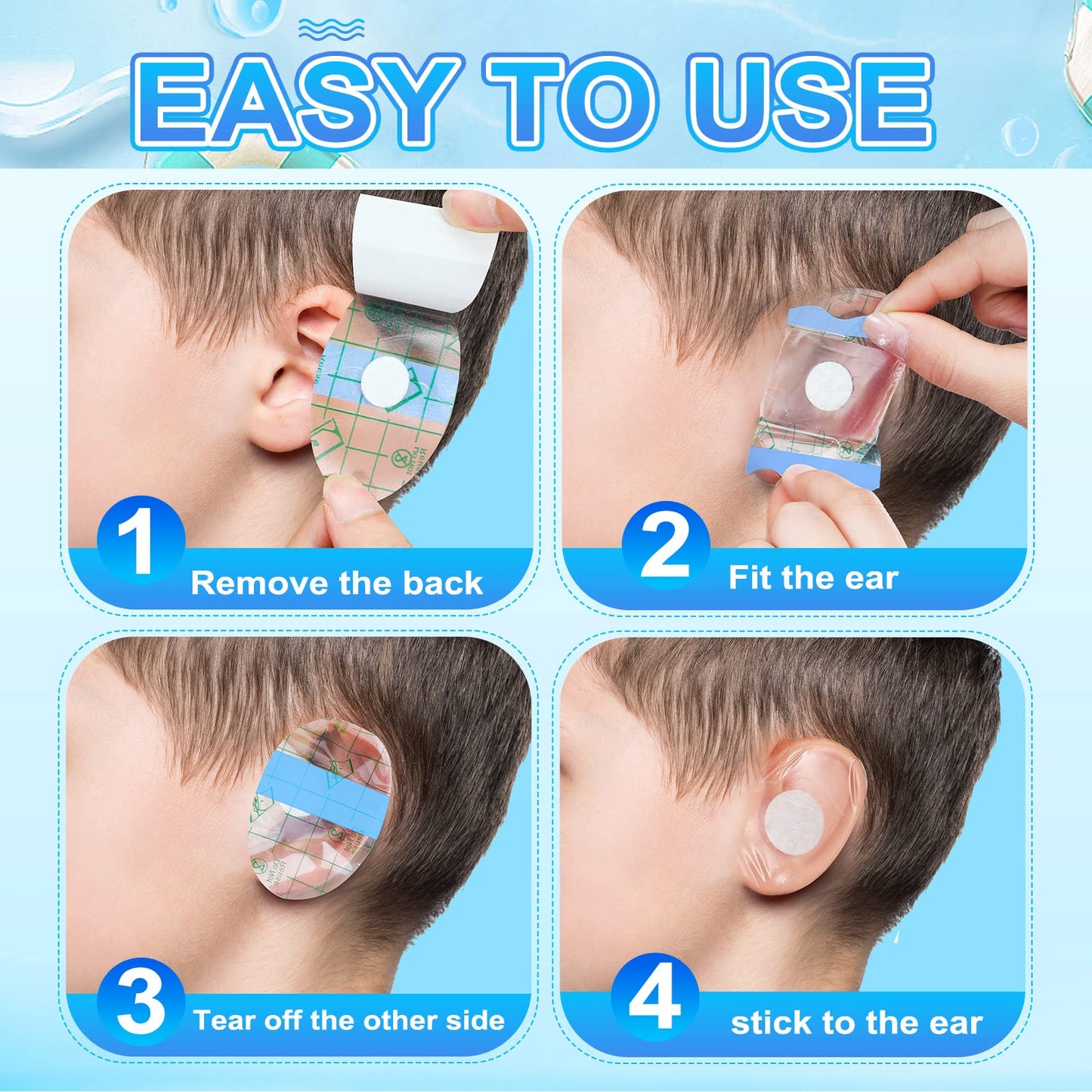 Teling 300 Pcs Ear Covers For Shower Waterproof Protector Newborn Stickers Disposable Cotton Ball Baby Baby Shower Ear Covers Fo