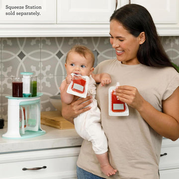 Infantino Reusable Squeeze Pouches For Homemade Baby Food, 3.5 Oz, Pack Of 25 - Bpa, Pvc, And Phthalate-Free, Freezer-Safe, With