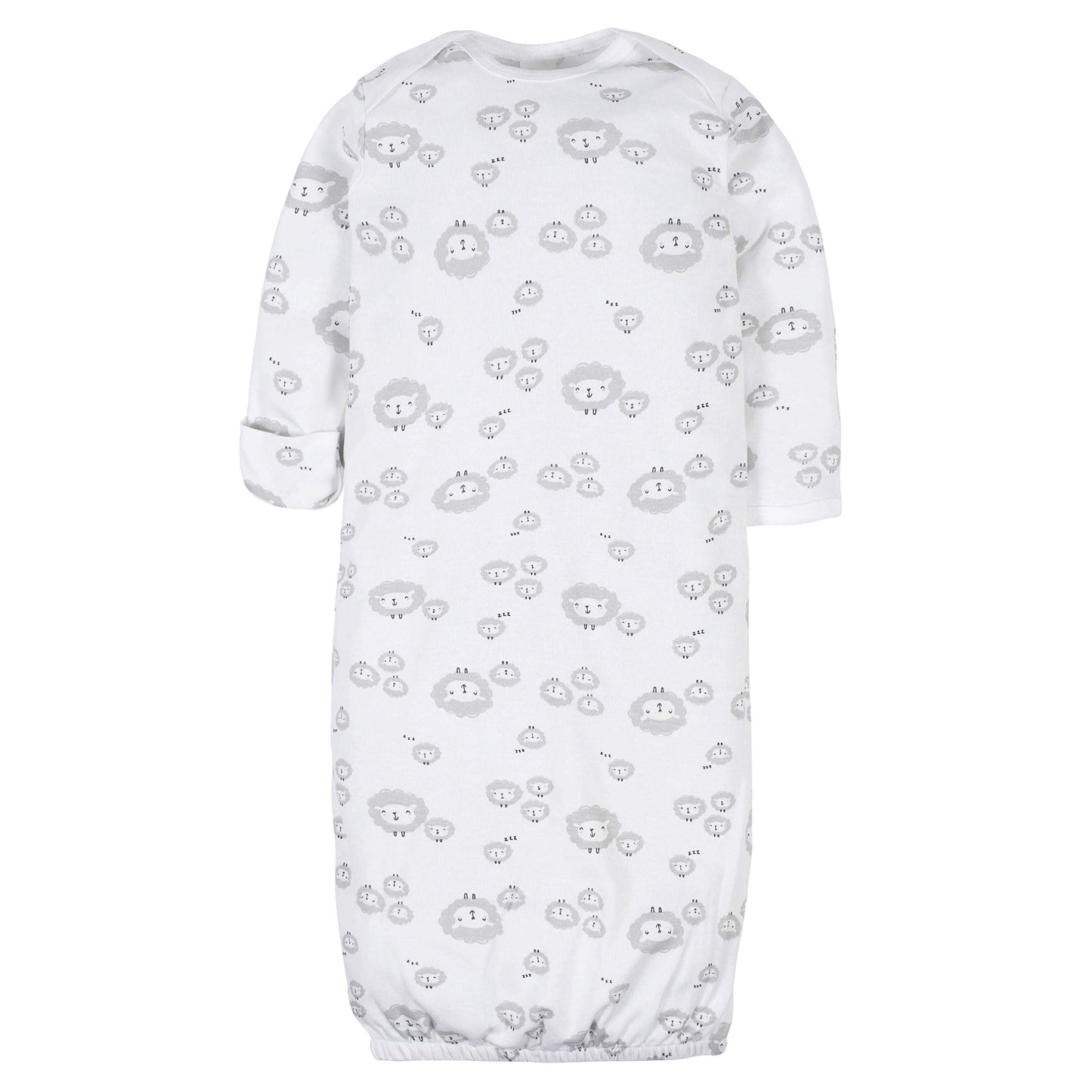Gerber Unisex Baby Boy And Girls 4-Pack Sleeper Gown Sheep Grey Preemie