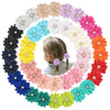 Bbgifts 40Pcs Baby Chiffon Flower Hair Ties For Toddler Girls - 2.2 Inch Handmade Pearl Rhinestone Chiffon Flower Soft Elastics