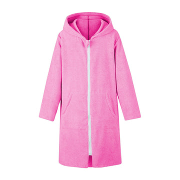 Missshorthair Towel Poncho For Kid, Zipper Beach Cover Up With Hood, Swim Changing Robe For Boy, Girls Bath Towel Robe Zipper St