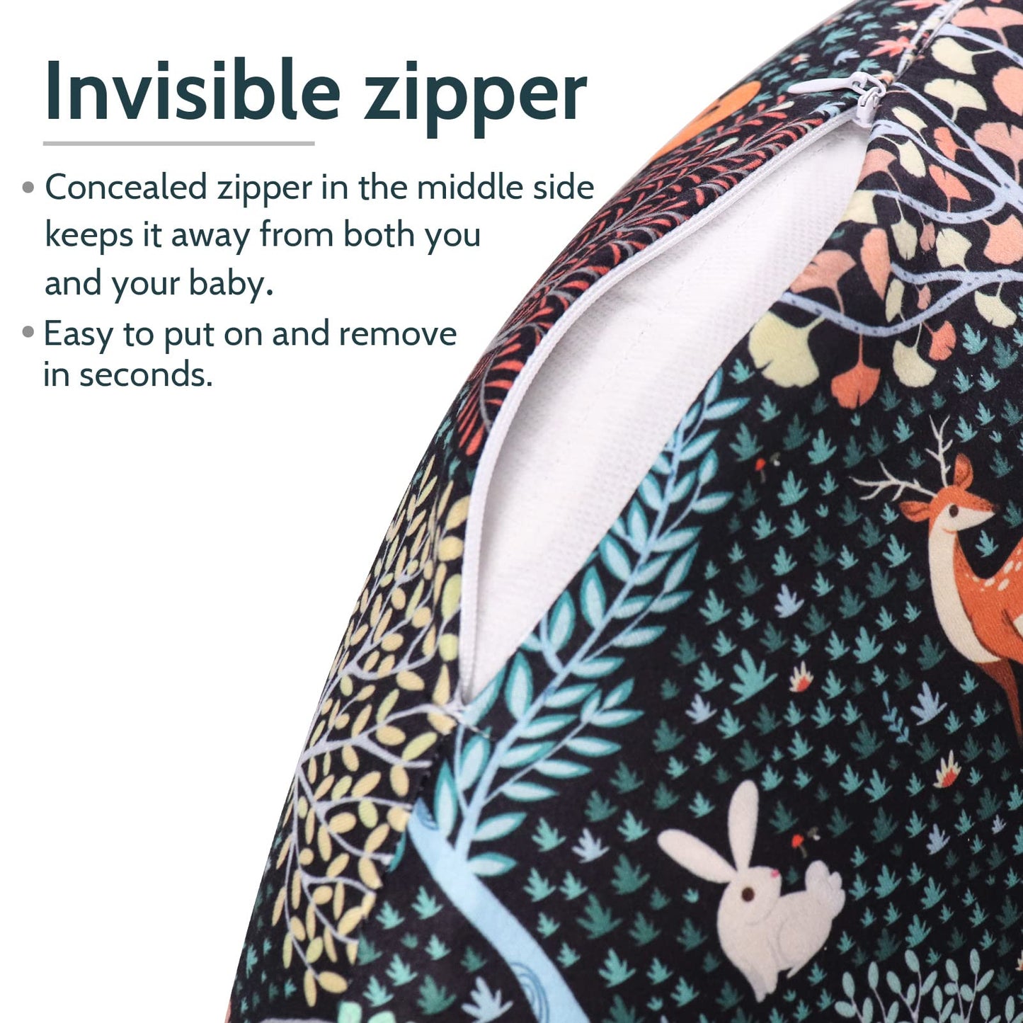 Jundetye Baby Nursing Pillow Cover, Woodland Breastfeeding Pillow Slipcover Girls Boys, Nursing Pillow Case For Newborn, Soft Fa