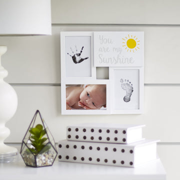 Tiny Ideas Baby Prints Collage Keepsake Frame With Included Ink Pad, Newborn Handprint And Footprint Maker, Baby Picture Frame,