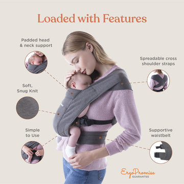 Ergobaby Embrace Cozy Newborn Essentials Baby Carrier Wrap (7-25 Pounds), Ponte Knit, Blush Pink