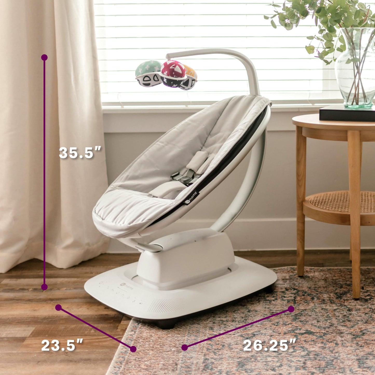 4Moms Mamaroo Multi-Motion Baby Swing, Bluetooth Enabled With 5 Unique Motions, Black
