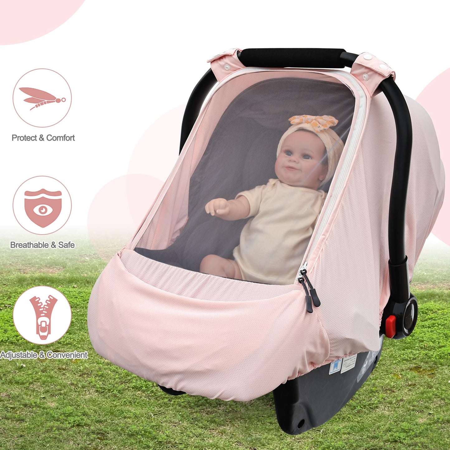 Baby Car Seat Cover,Sunproof Car Seat Canopy For Babies,Baby Girl Car Seat Cover, Baby Car Seat Sun Shade Cover, Infant Carseat