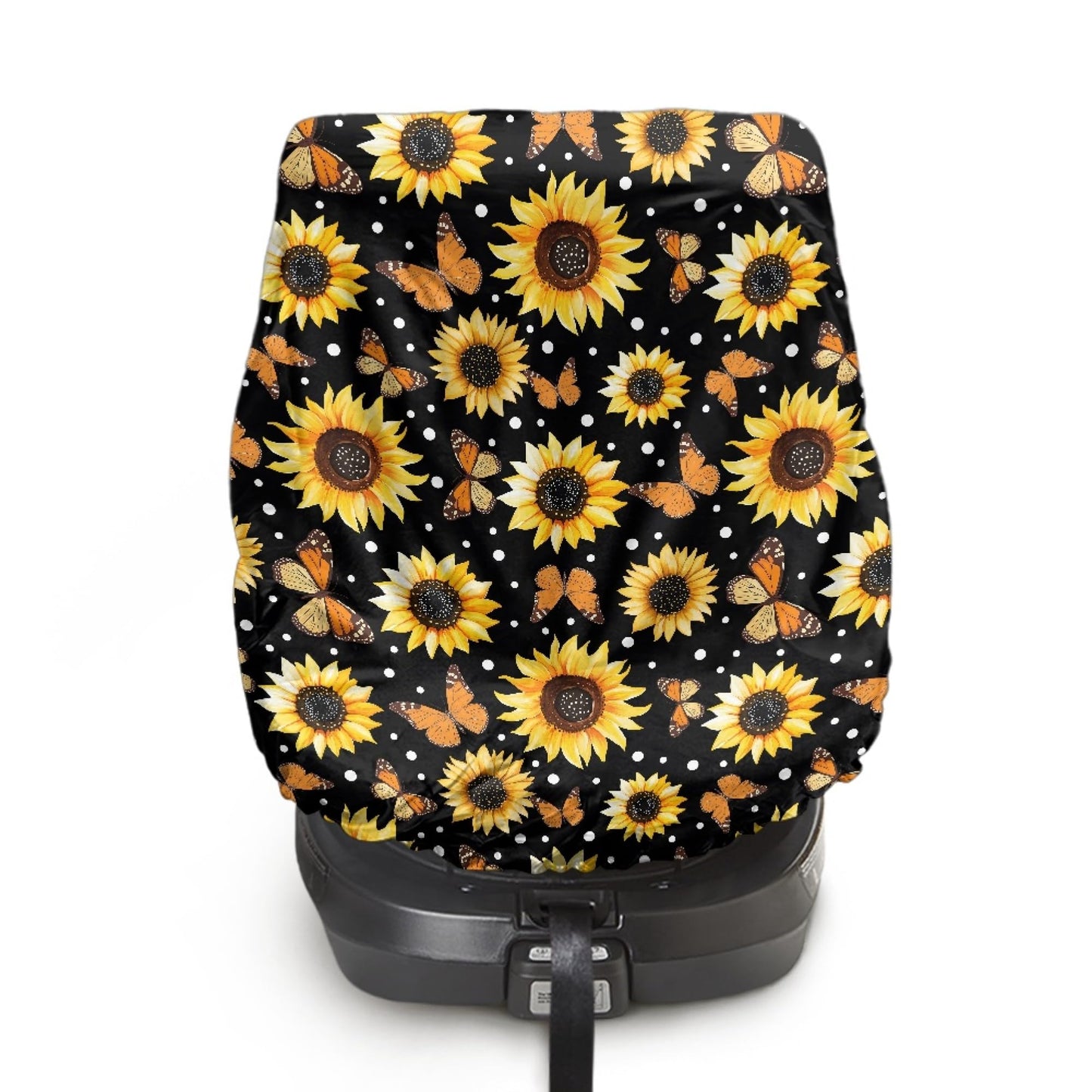 NDISTIN Sunflower Car Seat Sunshade Cover Butterfly Infant Car Seat Sun and Sleep Shade Cover Easy Install Infant Car Seats Heat