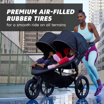 Baby Jogger Summit X3 Double Jogging Stroller, Midnight Black, Buggy For Two, Smooth Ride For Walking Or Jogging, Compact Fold,