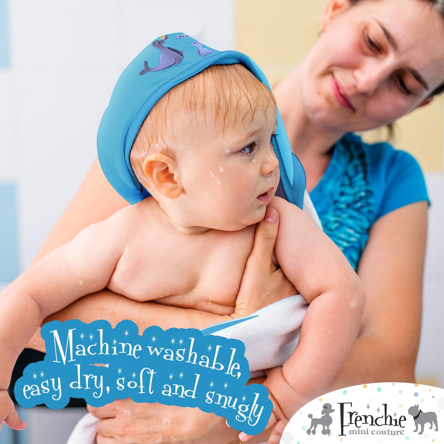 Frenchie Mini Couture, Hooded Bath Towels For Babies, 80% Cotton/20% Polyester, Wild Sea Animal Design Baby Bath Towel Set, Pack