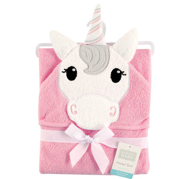 Hudson Baby Unisex Baby Cotton Animal Face Hooded Towel, Unicorn, One Size