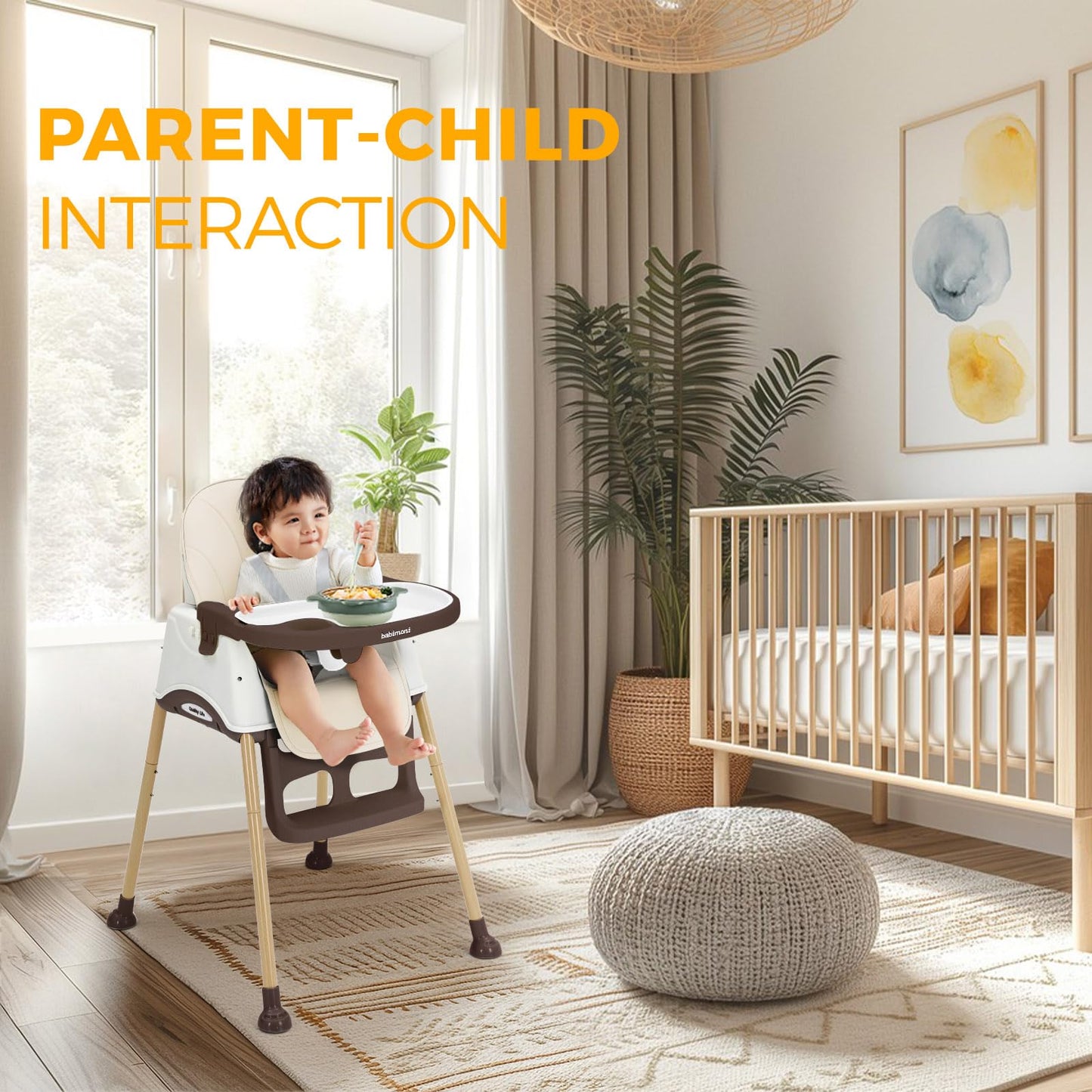 Babimoni 3 In 1 High Chairs For Babies And Toddlers, Convertible High Chair, High Chair With Foot Rest And Double Tray, Easy To