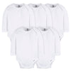 Gerber Unisex Baby Long Sleeve Solid Onesies Multi-Pack Interlock 180 Gsm, White