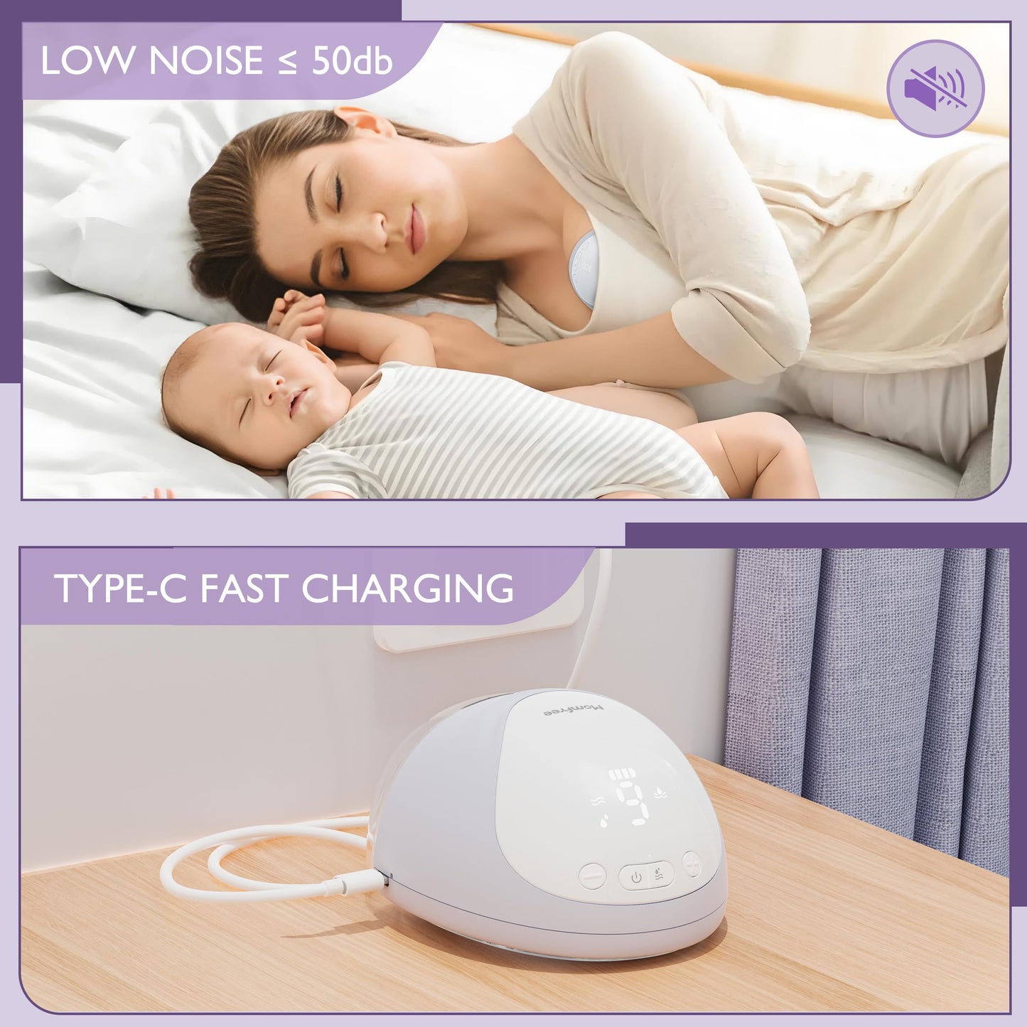 Hands Free Breast Pump:Wearable Breast Pump Portable With 3 Modes/9 Levels/Led Display - Low Noise,For 25/21/17Mm Silicone Cushi