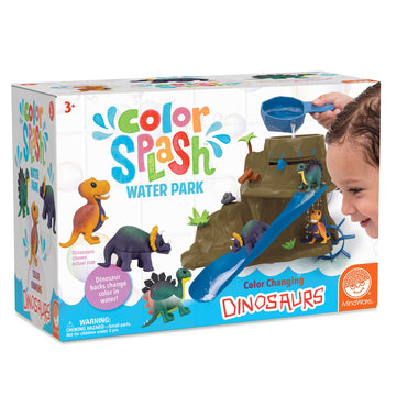 MindWare Dinosaur Color Splash Water Park Bathtub Playset - Interactive Bath Toys with Color Changing Dinosaur Figures - Gift fo