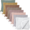 8 Packs Muslin Burp Cloths 6 Layers Unisex Baby Items Absorbent Burp Rags Colorful Muslin Washcloths for Baby Plain Soft Cotton