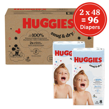 Huggies Size 8 Diapers, Snug & Dry Baby Diapers, Size 8 (46+ Lbs), 96 Count (2 Packs Of 48), Packaging May Vary