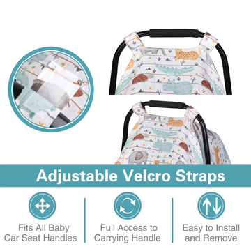 Metplus Muslin Carseat Cover For Babies,Breathable Infant Carseat Cover Lightweight Baby Carrier Cover For Girls Boys, Fit Sprin