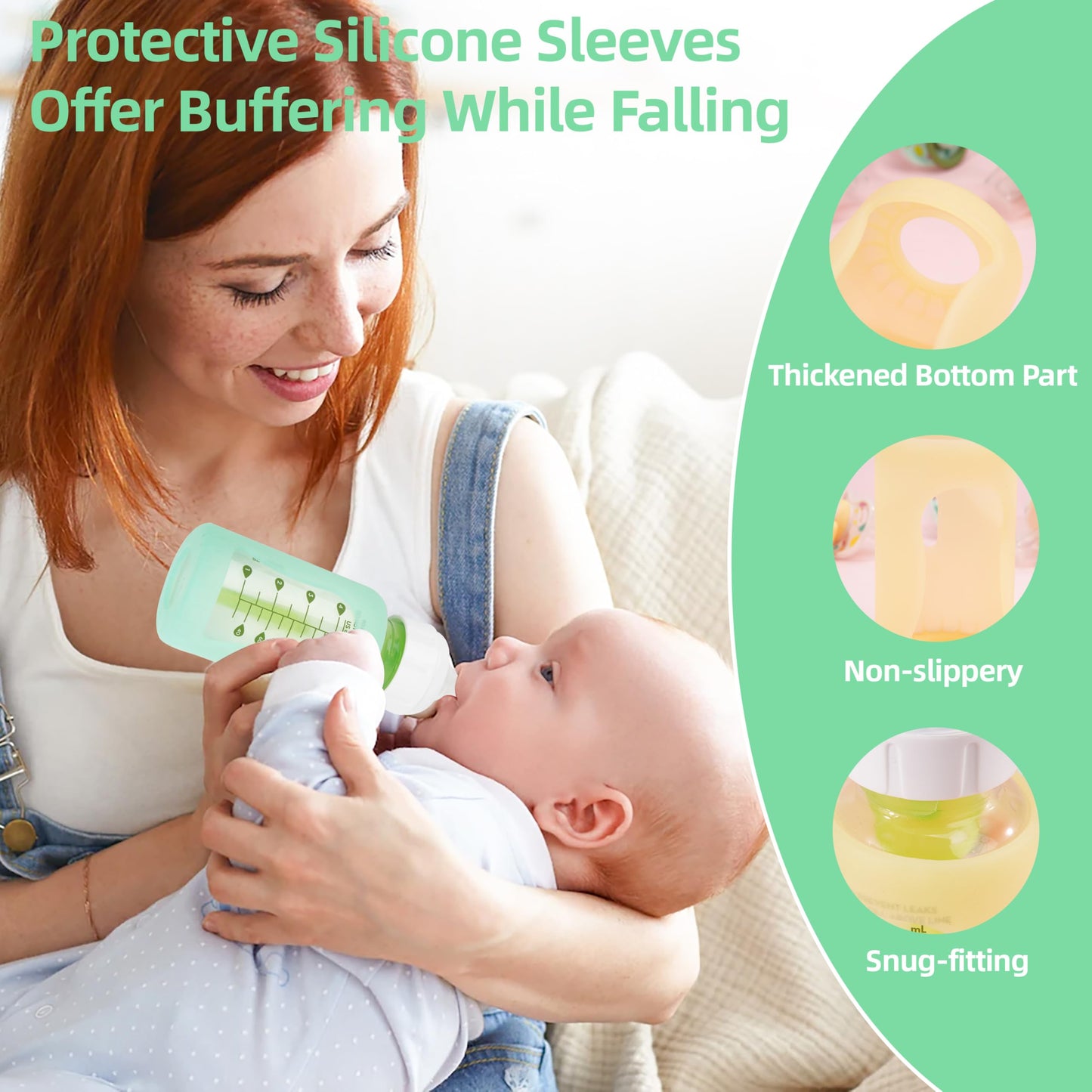 Purekra 4Pcs Silicone Baby Bottle Sleeves For Dr. Brown Bottles 8 Oz, Silicone Bottle Covers Replacement For Dr. Brown Glass Bot