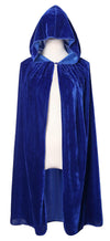 Diffly 39' Kids Velvet Hooded Cape Unisex Halloween Cloak For Devil Witch Wizard Halloween Christmas Cosplay (Blue)