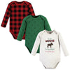 Hudson Baby Unisex Baby Cotton Long-Sleeve Bodysuits Moose Wonderful Time, 9-12 Months