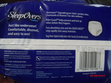 Sleepovers X-Large 22 Count Unisex-Kids Incontinence Protector, Soft, Smooth Side Panels, Dual Leg Cuffs, Leakage Protection