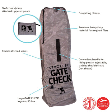 J.L. Childress Deluxe Gate Check Bag For Umbrella Strollers - Premium Heavy-Duty Durable Air Travel Bag, Adjustable Shoulder Str