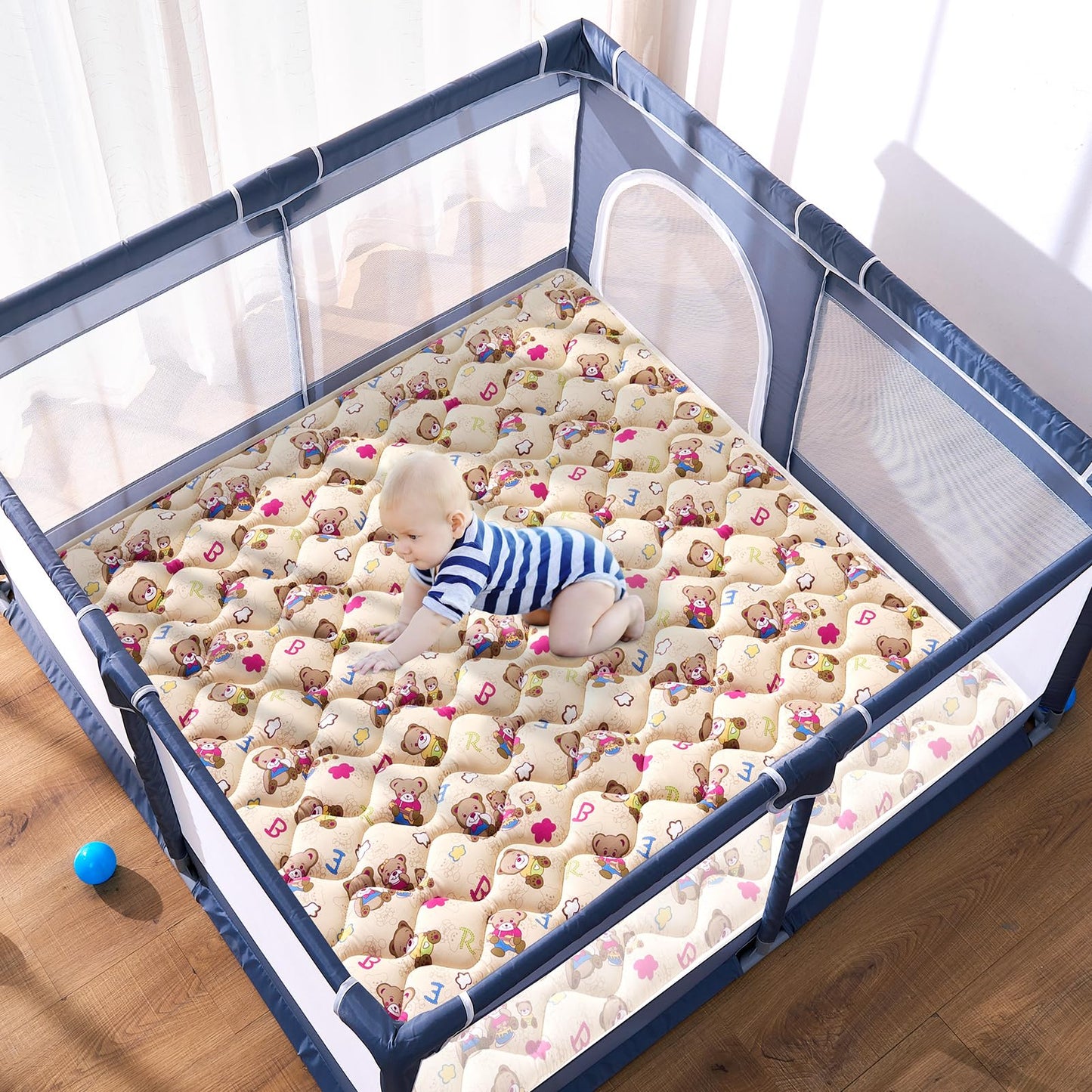 Vibe Bear Baby Foam Play Mat, 47X47 Inches Baby Crawling Mat, Thicken One-Piece Baby Playmat, Non Slip Washable Baby Play Mat Fo