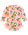 Rufflebutts Baby Girls Upf 50+ Sun Protection Novelty Print Long Sleeve One Piece Rash Guard Swimsuit With Zipper - Orange You T