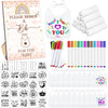Panitay 100 Pcs Diy Baby Bibs Decorating Kit 50 White Bibs 25 Stencils 24 Fabric Markers 1 Baby Shower Game Sign(Boho)