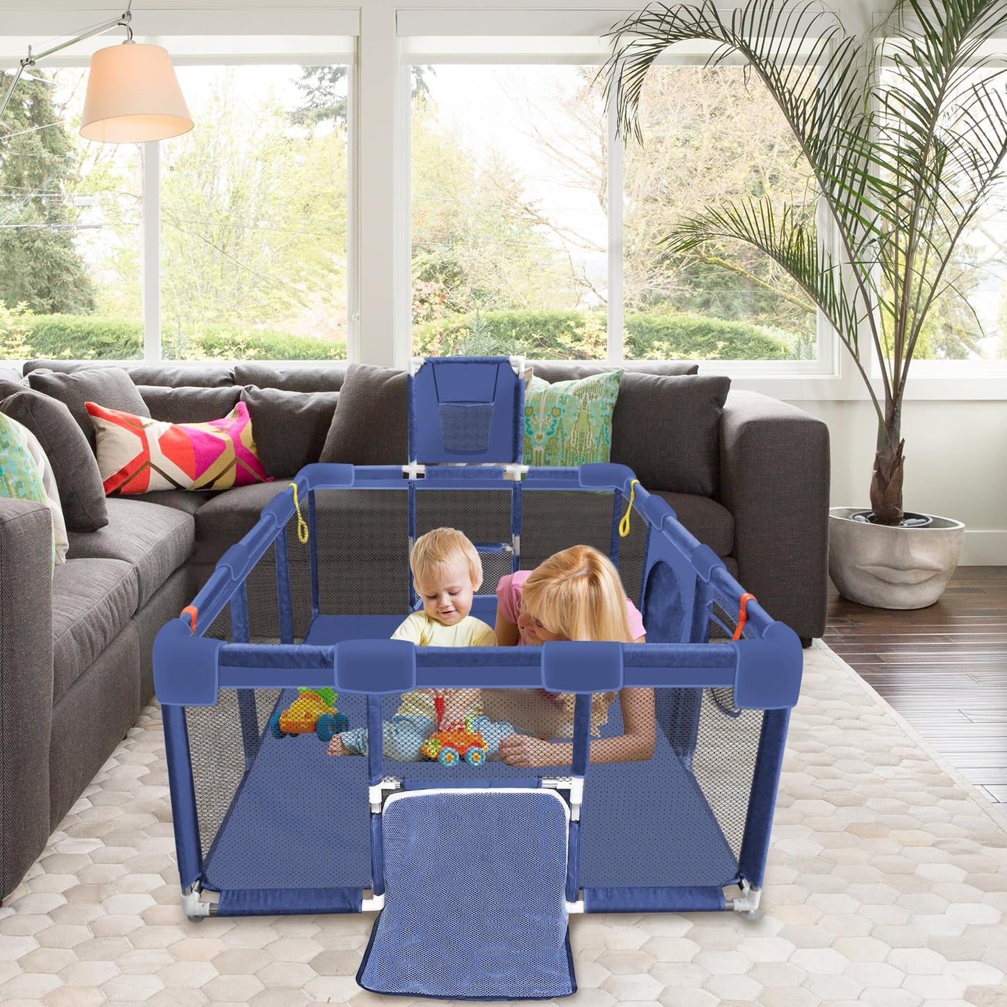 Large Playpen For Babies And Toddlers, Ball Pit For Toddlers, Baby Gate Play Pen Kids Ball Pits, Sturdy Play Yard With Basketbal