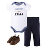 Little Treasure Unisex Baby Cotton Bodysuit, Pant And Shoe Set, Handsome Fella Short-Sleeve, 3-6 Months