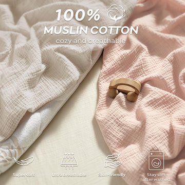 Jellymoni 2 Pack Muslin Toddler Pillowcase For 13X18 Pillow, 100% Cotton Baby Pillow Case Cover For Bed, Toddler Cot And Travel,