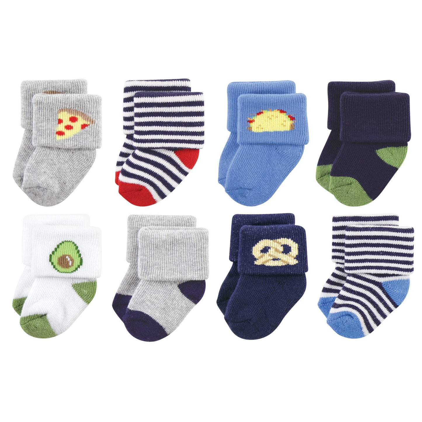 Hudson Baby Unisex Baby Cotton Rich Newborn And Terry Socks, Snacks, 0-6 Months