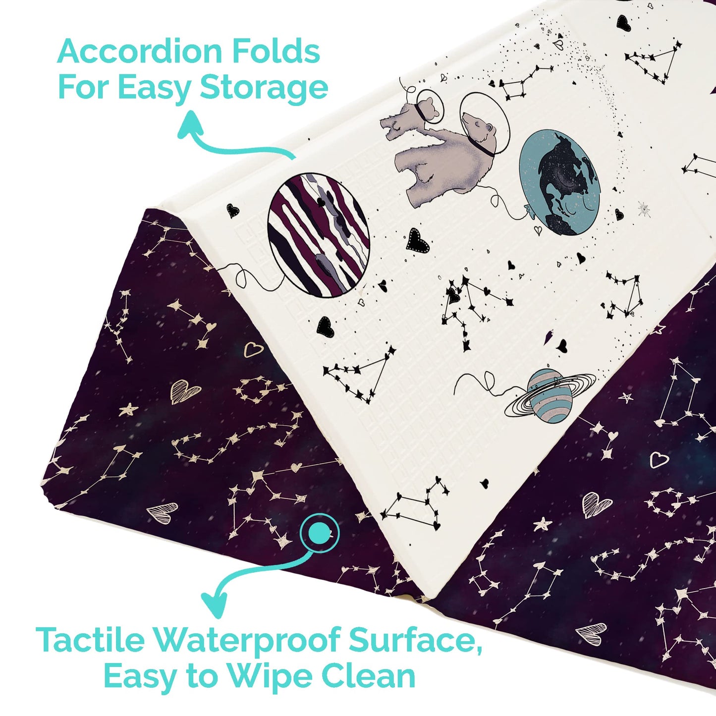 Jumpoff Jo Baby Play Mat - Large Folding Foam Play Mat For Infants, Babies, Toddlers, Waterproof, Double-Sided (70' X 59') - P