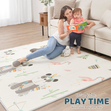 Dream On Me Play Time Reversible Baby Play Mat Foldable Extra Large Thick Foam Crawling Playmats For Toddlers Waterproof Portabl