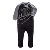 Nike Baby Sportswear Graphic Footed Coverall, Black(56D679-023)/White/Grey, 0-3 Months