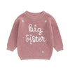 Amnnchya Toddler Infant Baby Girl Knit Sweater Big Sister Little Sister Matching Outfits Long Sleeve Pullover Sweatshirt (Rose R