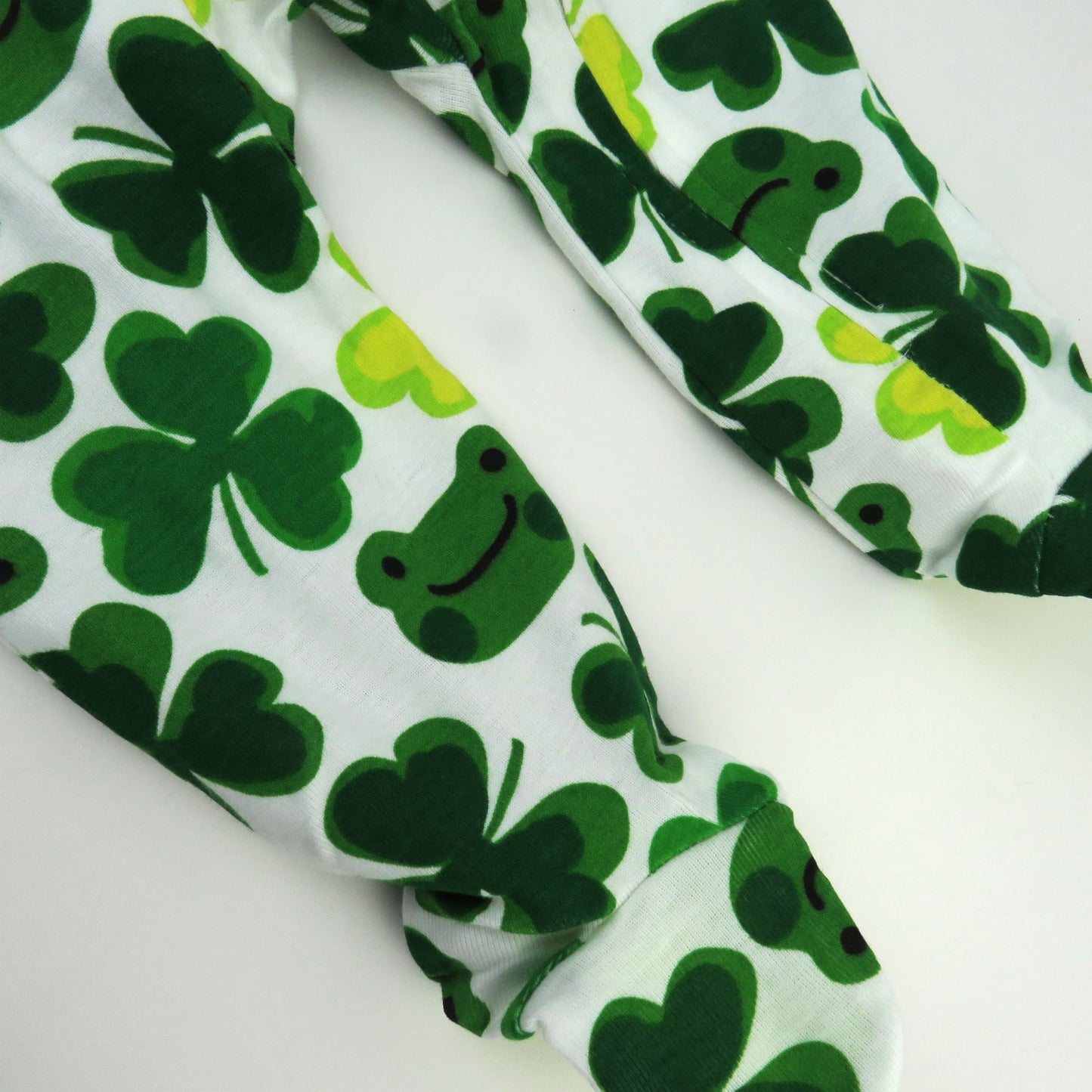 Honestbaby Baby Celebration Sleep & Play Footed One-Piece Pajama Sleeper 100% Organic Cotton, Froggy Fortune