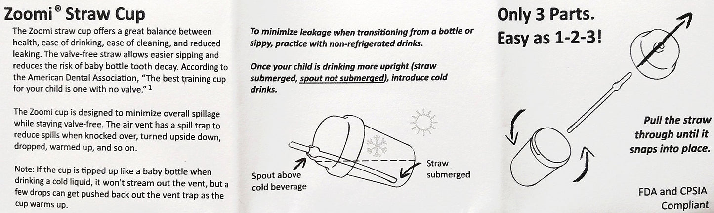 Nuspin Kids 8 Oz Zoomi Straw Sippy Cup, Safari Animals Style