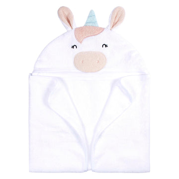 Gerber Baby 4 Piece Animal Character Hooded Towel And Washcloth Set, White Unicorn, One Size
