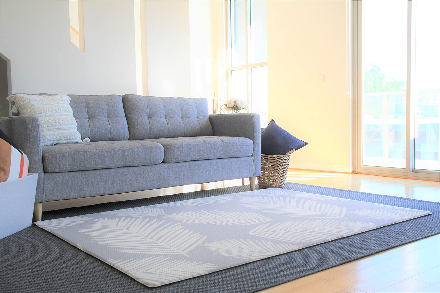 Cushmat Stylish Reversible Foam Play Mat (Large, Alpha - Palm Gray) - Soft, Waterproof, Durable Play Mat For Infants, Babies, To