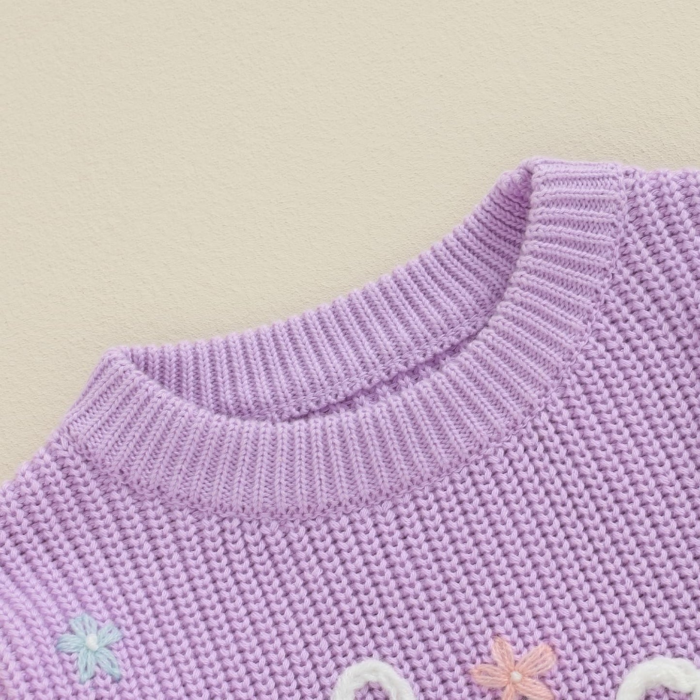 Toddler Infant Baby Girl Knit Sweater Big Sister Little Sister Matching Outfits Long Sleeve Pullover Sweatshirt (Purple, 18-24 M