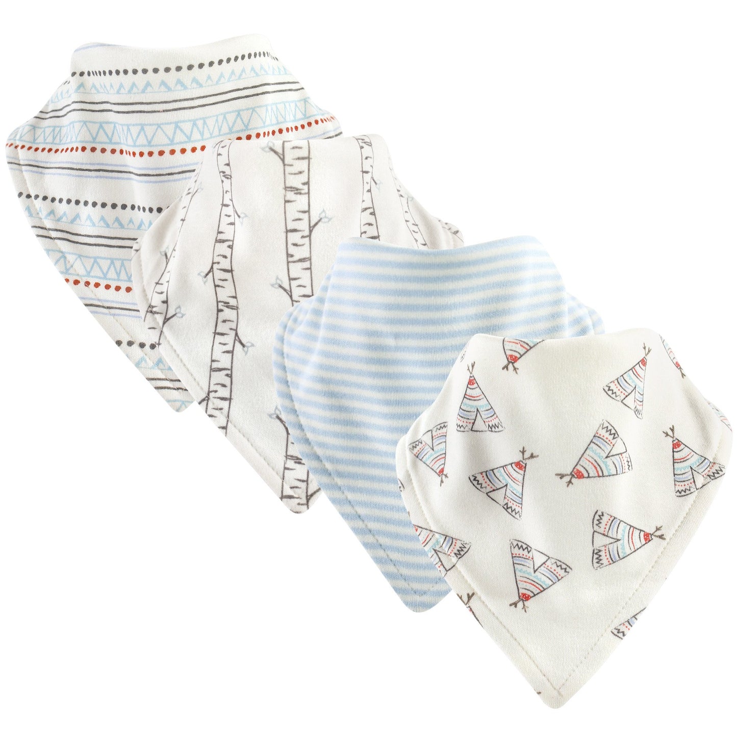 Touched By Nature Unisex Baby Organic Cotton Bandana Bibs, Teepee, One Size