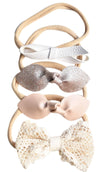 California Tot Super Soft & Stretchy Nylon Headband Set For Girls (Golden Neutral Set Of 4)
