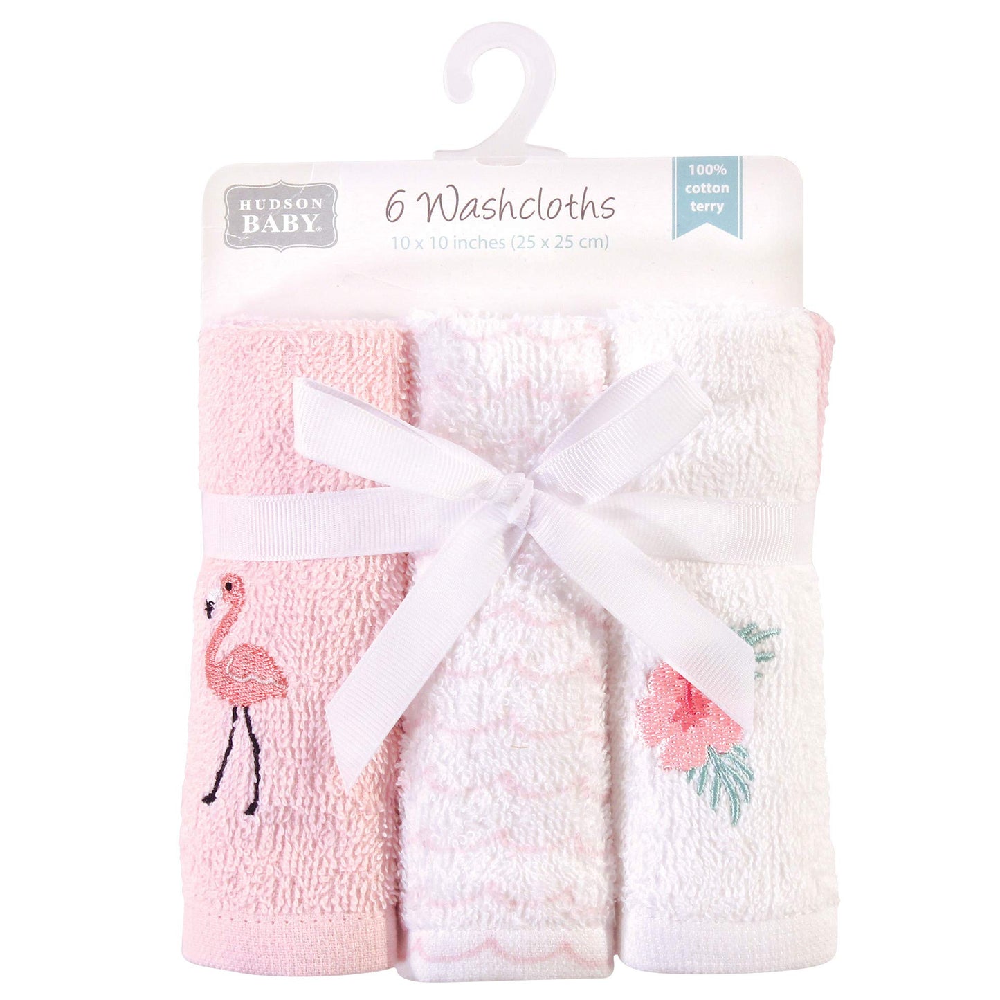 Hudson Baby Unisex Baby Super Soft Cotton Washcloths, Flamingo, One Size