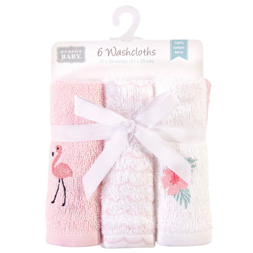 Hudson Baby Unisex Baby Super Soft Cotton Washcloths, Flamingo, One Size